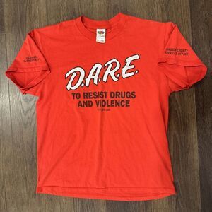 D.A.R.E. To Resist Drugs And Violence T-Shirt; Mens Sz Large; With Sleeve Hits